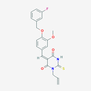 molecular formula C22H19FN2O4S B5207800 1-allyl-5-{4-[(3-fluorobenzyl)oxy]-3-methoxybenzylidene}-2-thioxodihydro-4,6(1H,5H)-pyrimidinedione 