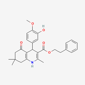 2-phenylethyl 4-(3-hydroxy-4-methoxyphenyl)-2,7,7-trimethyl-5-oxo-1,4,5,6,7,8-hexahydro-3-quinolinecarboxylate