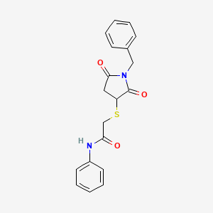 2-[(1-benzyl-2,5-dioxo-3-pyrrolidinyl)thio]-N-phenylacetamide