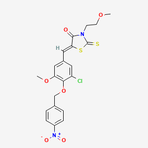 molecular formula C21H19ClN2O6S2 B5207884 5-{3-chloro-5-methoxy-4-[(4-nitrobenzyl)oxy]benzylidene}-3-(2-methoxyethyl)-2-thioxo-1,3-thiazolidin-4-one 