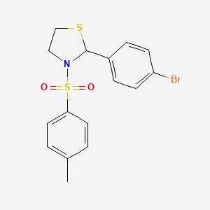 molecular formula C16H16BrNO2S2 B5208210 2-(4-bromophenyl)-3-[(4-methylphenyl)sulfonyl]-1,3-thiazolidine 