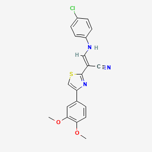 3-[(4-chlorophenyl)amino]-2-[4-(3,4-dimethoxyphenyl)-1,3-thiazol-2-yl]acrylonitrile