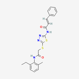 molecular formula C22H22N4O2S2 B5208252 N-[5-({2-[(2-ethyl-6-methylphenyl)amino]-2-oxoethyl}thio)-1,3,4-thiadiazol-2-yl]-3-phenylacrylamide 