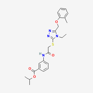 molecular formula C24H28N4O4S B5208255 isopropyl 3-{[({4-ethyl-5-[(2-methylphenoxy)methyl]-4H-1,2,4-triazol-3-yl}thio)acetyl]amino}benzoate 
