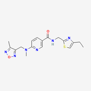 molecular formula C17H20N6O2S B5208308 N-[(4-ethyl-1,3-thiazol-2-yl)methyl]-6-{methyl[(4-methyl-1,2,5-oxadiazol-3-yl)methyl]amino}nicotinamide 
