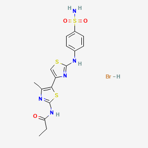 molecular formula C16H18BrN5O3S3 B5208342 N-(2-{[4-(aminosulfonyl)phenyl]amino}-4'-methyl-4,5'-bi-1,3-thiazol-2'-yl)propanamide hydrobromide 