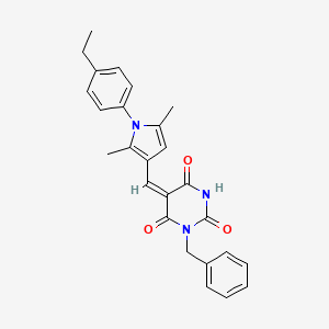 molecular formula C26H25N3O3 B5208378 1-benzyl-5-{[1-(4-ethylphenyl)-2,5-dimethyl-1H-pyrrol-3-yl]methylene}-2,4,6(1H,3H,5H)-pyrimidinetrione 