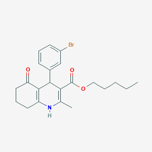 molecular formula C22H26BrNO3 B5208390 pentyl 4-(3-bromophenyl)-2-methyl-5-oxo-1,4,5,6,7,8-hexahydro-3-quinolinecarboxylate 