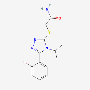 molecular formula C13H15FN4OS B5208412 2-{[5-(2-fluorophenyl)-4-isopropyl-4H-1,2,4-triazol-3-yl]thio}acetamide 