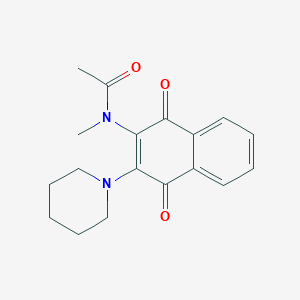 molecular formula C18H20N2O3 B5208423 N-[1,4-dioxo-3-(1-piperidinyl)-1,4-dihydro-2-naphthalenyl]-N-methylacetamide 