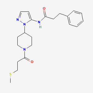 molecular formula C21H28N4O2S B5208464 N-(1-{1-[3-(methylthio)propanoyl]-4-piperidinyl}-1H-pyrazol-5-yl)-3-phenylpropanamide 