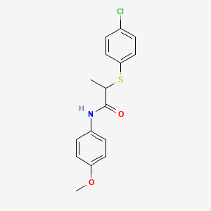 molecular formula C16H16ClNO2S B5208469 2-[(4-chlorophenyl)thio]-N-(4-methoxyphenyl)propanamide 