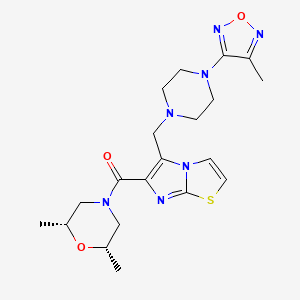 molecular formula C20H27N7O3S B5208477 6-{[(2R*,6S*)-2,6-dimethyl-4-morpholinyl]carbonyl}-5-{[4-(4-methyl-1,2,5-oxadiazol-3-yl)-1-piperazinyl]methyl}imidazo[2,1-b][1,3]thiazole 