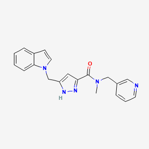 molecular formula C20H19N5O B5208496 5-(1H-indol-1-ylmethyl)-N-methyl-N-(3-pyridinylmethyl)-1H-pyrazole-3-carboxamide 
