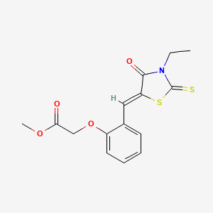 molecular formula C15H15NO4S2 B5208538 methyl {2-[(3-ethyl-4-oxo-2-thioxo-1,3-thiazolidin-5-ylidene)methyl]phenoxy}acetate 
