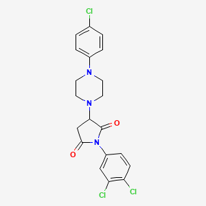 molecular formula C20H18Cl3N3O2 B5208545 3-[4-(4-chlorophenyl)-1-piperazinyl]-1-(3,4-dichlorophenyl)-2,5-pyrrolidinedione 