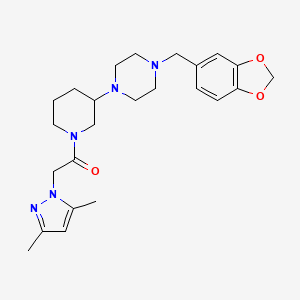 molecular formula C24H33N5O3 B5208547 1-(1,3-benzodioxol-5-ylmethyl)-4-{1-[(3,5-dimethyl-1H-pyrazol-1-yl)acetyl]-3-piperidinyl}piperazine 