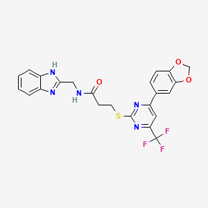 molecular formula C23H18F3N5O3S B5208571 N-(1H-benzimidazol-2-ylmethyl)-3-{[4-(1,3-benzodioxol-5-yl)-6-(trifluoromethyl)-2-pyrimidinyl]thio}propanamide 