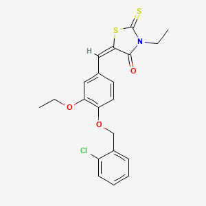 molecular formula C21H20ClNO3S2 B5208585 5-{4-[(2-chlorobenzyl)oxy]-3-ethoxybenzylidene}-3-ethyl-2-thioxo-1,3-thiazolidin-4-one 
