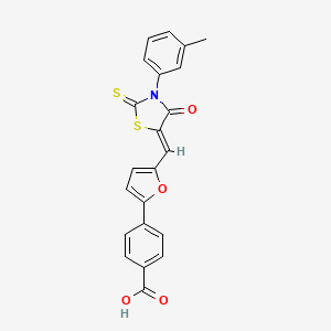 molecular formula C22H15NO4S2 B5208615 4-(5-{[3-(3-methylphenyl)-4-oxo-2-thioxo-1,3-thiazolidin-5-ylidene]methyl}-2-furyl)benzoic acid 