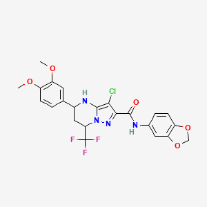 molecular formula C23H20ClF3N4O5 B5208635 N-1,3-benzodioxol-5-yl-3-chloro-5-(3,4-dimethoxyphenyl)-7-(trifluoromethyl)-4,5,6,7-tetrahydropyrazolo[1,5-a]pyrimidine-2-carboxamide 