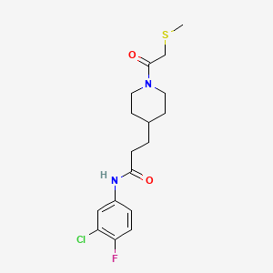 molecular formula C17H22ClFN2O2S B5208723 N-(3-chloro-4-fluorophenyl)-3-{1-[(methylthio)acetyl]-4-piperidinyl}propanamide 