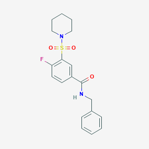 molecular formula C19H21FN2O3S B5208794 N-benzyl-4-fluoro-3-(1-piperidinylsulfonyl)benzamide 