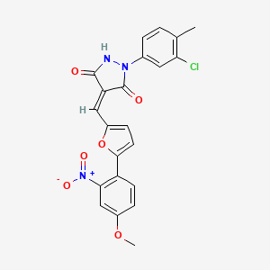 molecular formula C22H16ClN3O6 B5208848 1-(3-chloro-4-methylphenyl)-4-{[5-(4-methoxy-2-nitrophenyl)-2-furyl]methylene}-3,5-pyrazolidinedione 