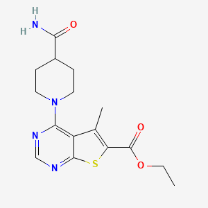 ethyl 4-[4-(aminocarbonyl)-1-piperidinyl]-5-methylthieno[2,3-d]pyrimidine-6-carboxylate