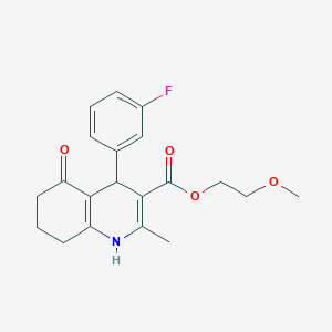 molecular formula C20H22FNO4 B5208928 2-methoxyethyl 4-(3-fluorophenyl)-2-methyl-5-oxo-1,4,5,6,7,8-hexahydro-3-quinolinecarboxylate 