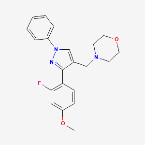 molecular formula C21H22FN3O2 B5208964 4-{[3-(2-fluoro-4-methoxyphenyl)-1-phenyl-1H-pyrazol-4-yl]methyl}morpholine 