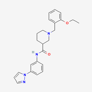 molecular formula C24H28N4O2 B5209015 1-(2-ethoxybenzyl)-N-[3-(1H-pyrazol-1-yl)phenyl]-3-piperidinecarboxamide 
