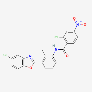 molecular formula C21H13Cl2N3O4 B5209074 2-chloro-N-[3-(5-chloro-1,3-benzoxazol-2-yl)-2-methylphenyl]-4-nitrobenzamide 