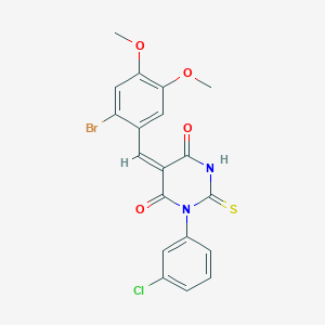 molecular formula C19H14BrClN2O4S B5209081 5-(2-bromo-4,5-dimethoxybenzylidene)-1-(3-chlorophenyl)-2-thioxodihydro-4,6(1H,5H)-pyrimidinedione 