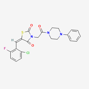 molecular formula C22H19ClFN3O3S B5209090 5-(2-chloro-6-fluorobenzylidene)-3-[2-oxo-2-(4-phenyl-1-piperazinyl)ethyl]-1,3-thiazolidine-2,4-dione 