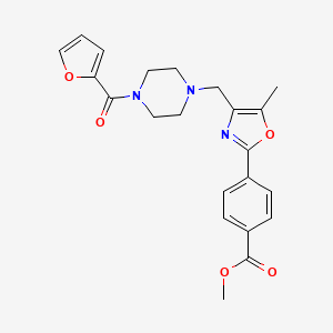 molecular formula C22H23N3O5 B5209111 methyl 4-(4-{[4-(2-furoyl)-1-piperazinyl]methyl}-5-methyl-1,3-oxazol-2-yl)benzoate 