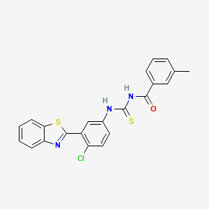 molecular formula C22H16ClN3OS2 B5209134 N-({[3-(1,3-benzothiazol-2-yl)-4-chlorophenyl]amino}carbonothioyl)-3-methylbenzamide 
