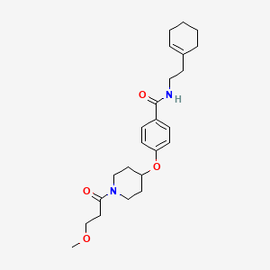 molecular formula C24H34N2O4 B5209140 N-[2-(1-cyclohexen-1-yl)ethyl]-4-{[1-(3-methoxypropanoyl)-4-piperidinyl]oxy}benzamide 