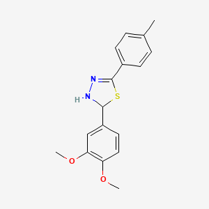 molecular formula C17H18N2O2S B5209165 2-(3,4-dimethoxyphenyl)-5-(4-methylphenyl)-2,3-dihydro-1,3,4-thiadiazole CAS No. 5814-87-9