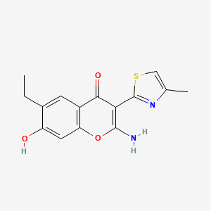 molecular formula C15H14N2O3S B5209212 2-amino-6-ethyl-7-hydroxy-3-(4-methyl-1,3-thiazol-2-yl)-4H-chromen-4-one 