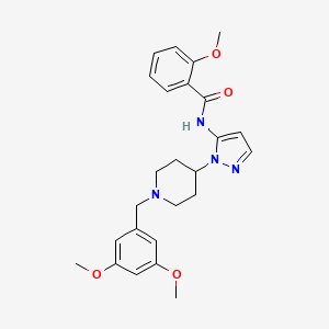 molecular formula C25H30N4O4 B5209219 N-{1-[1-(3,5-dimethoxybenzyl)-4-piperidinyl]-1H-pyrazol-5-yl}-2-methoxybenzamide 