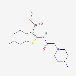 molecular formula C19H29N3O3S B5209260 ethyl 6-methyl-2-{[(4-methyl-1-piperazinyl)acetyl]amino}-4,5,6,7-tetrahydro-1-benzothiophene-3-carboxylate 