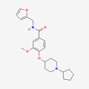 molecular formula C23H30N2O4 B5209293 4-[(1-cyclopentyl-4-piperidinyl)oxy]-N-(2-furylmethyl)-3-methoxybenzamide 