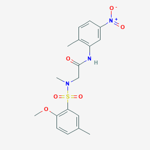 molecular formula C18H21N3O6S B5209317 N~2~-[(2-methoxy-5-methylphenyl)sulfonyl]-N~2~-methyl-N~1~-(2-methyl-5-nitrophenyl)glycinamide 
