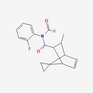 molecular formula C18H18FNO2 B5209334 N-(2-fluorophenyl)-N-formyl-3-methylspiro[bicyclo[2.2.1]heptane-7,1'-cyclopropane]-5-ene-2-carboxamide 