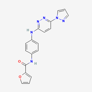 molecular formula C18H14N6O2 B5209350 N-(4-{[6-(1H-pyrazol-1-yl)-3-pyridazinyl]amino}phenyl)-2-furamide 