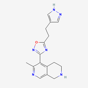 molecular formula C16H18N6O B5209359 6-methyl-5-{5-[2-(1H-pyrazol-4-yl)ethyl]-1,2,4-oxadiazol-3-yl}-1,2,3,4-tetrahydro-2,7-naphthyridine trifluoroacetate 