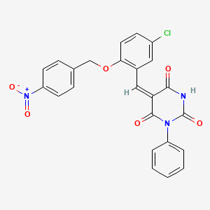 molecular formula C24H16ClN3O6 B5209388 5-{5-chloro-2-[(4-nitrobenzyl)oxy]benzylidene}-1-phenyl-2,4,6(1H,3H,5H)-pyrimidinetrione 