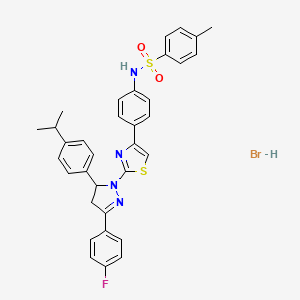 molecular formula C34H32BrFN4O2S2 B5209404 N-(4-{2-[3-(4-fluorophenyl)-5-(4-isopropylphenyl)-4,5-dihydro-1H-pyrazol-1-yl]-1,3-thiazol-4-yl}phenyl)-4-methylbenzenesulfonamide hydrobromide 