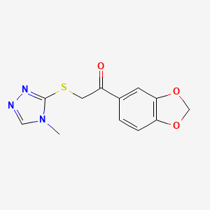 molecular formula C12H11N3O3S B5209489 1-(1,3-benzodioxol-5-yl)-2-[(4-methyl-4H-1,2,4-triazol-3-yl)thio]ethanone 